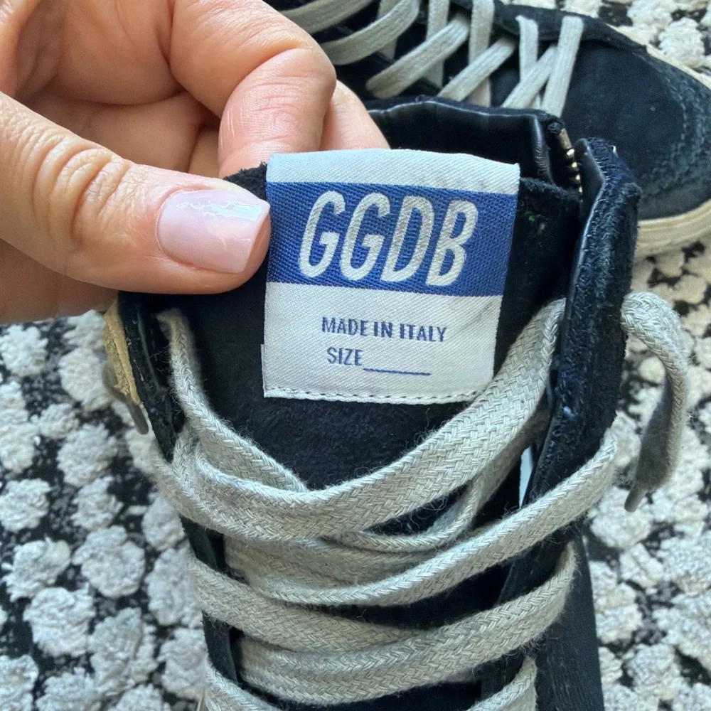 Golden Goose Slide High-Top Sneakers in Black with White Laces - Picture 8 of 9